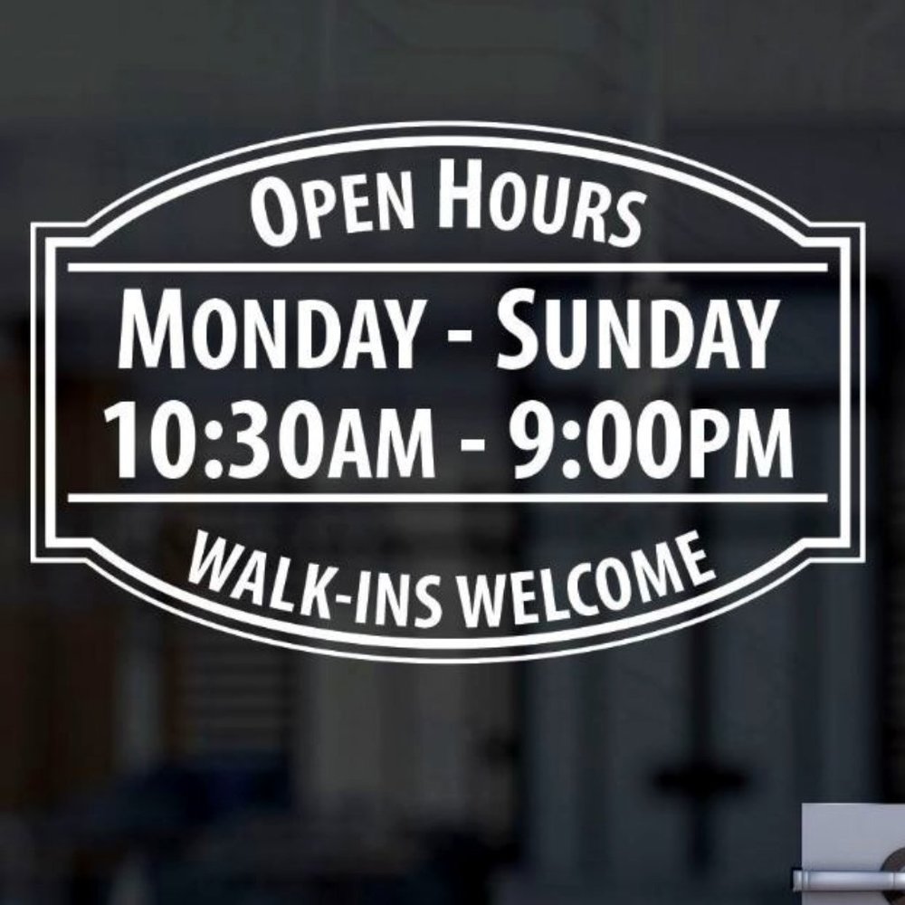 Business store hour decal, Window HTV, outdoor vinyl decal, Permanent decals